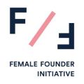 Logo avec les lettres "F" et un "F" réfléchi séparés par une barre oblique rose, avec le texte "Female Founder Initiative" en dessous.