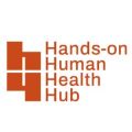 Logo pour le "Hands-on Human Health Hub" comprenant quatre formes carrées orange disposées à gauche du nom de l'organisation en texte orange.