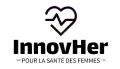 Logo InnovHer avec un dessin en forme de cœur incorporant une ligne de battements de cœur au-dessus du texte "InnovHer - Pour la santé des femmes".