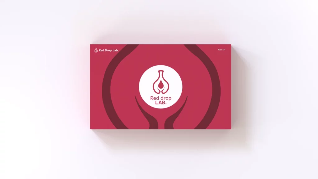 red drop lab kit. A red and pink box with a white droplet logo and the text "Red Drop Lab" in the center.