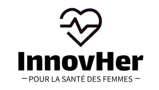 Logo mit einer Herz- und Herzschlaglinie über dem Text „InnovHer“ und dem Slogan „Pour la santé des femmes“. Entdecken Sie mehr über uns und unser Engagement für die weibliche Gesundheit.