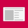 Icône d'une page web ou d'un document avec un rectangle gris représentant une image et trois lignes grises représentant du texte, sur un fond rouge.