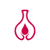 A stylized red outline of a vase with a flame-like shape in the center on a white background.
